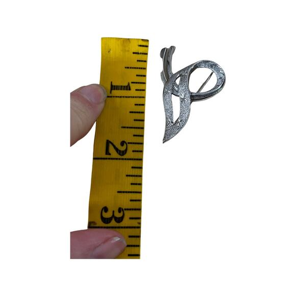 Sterling Silver Abstract Brooch, Vintage 1960s Pin, Silver Pin - Picture 6 of 7